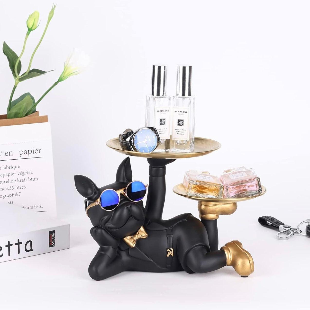 STYLISH FRENCH BULLDOG DOUBLE TRAY HOLDER LYING